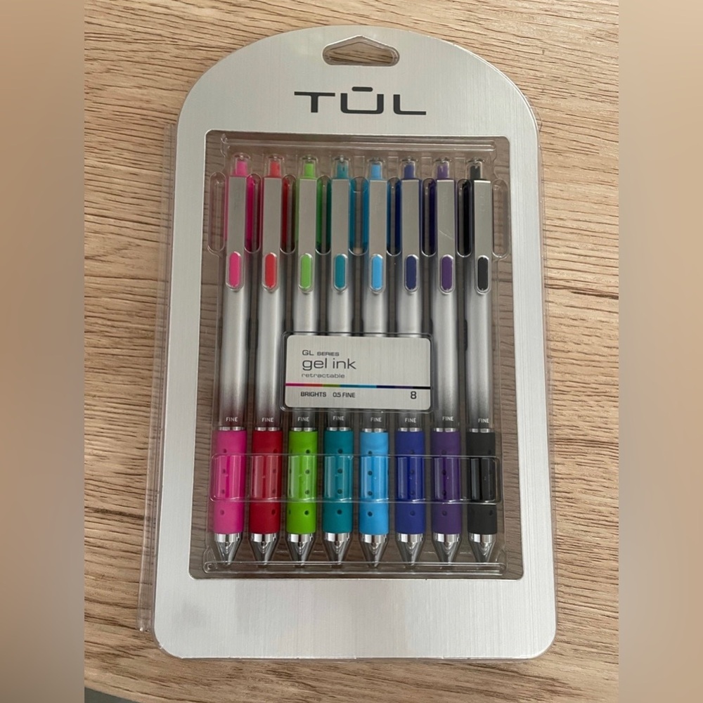TUL Retractable Gel Pens, Bullet Point, 0.5 mm, Bright Ink, 8-Pack